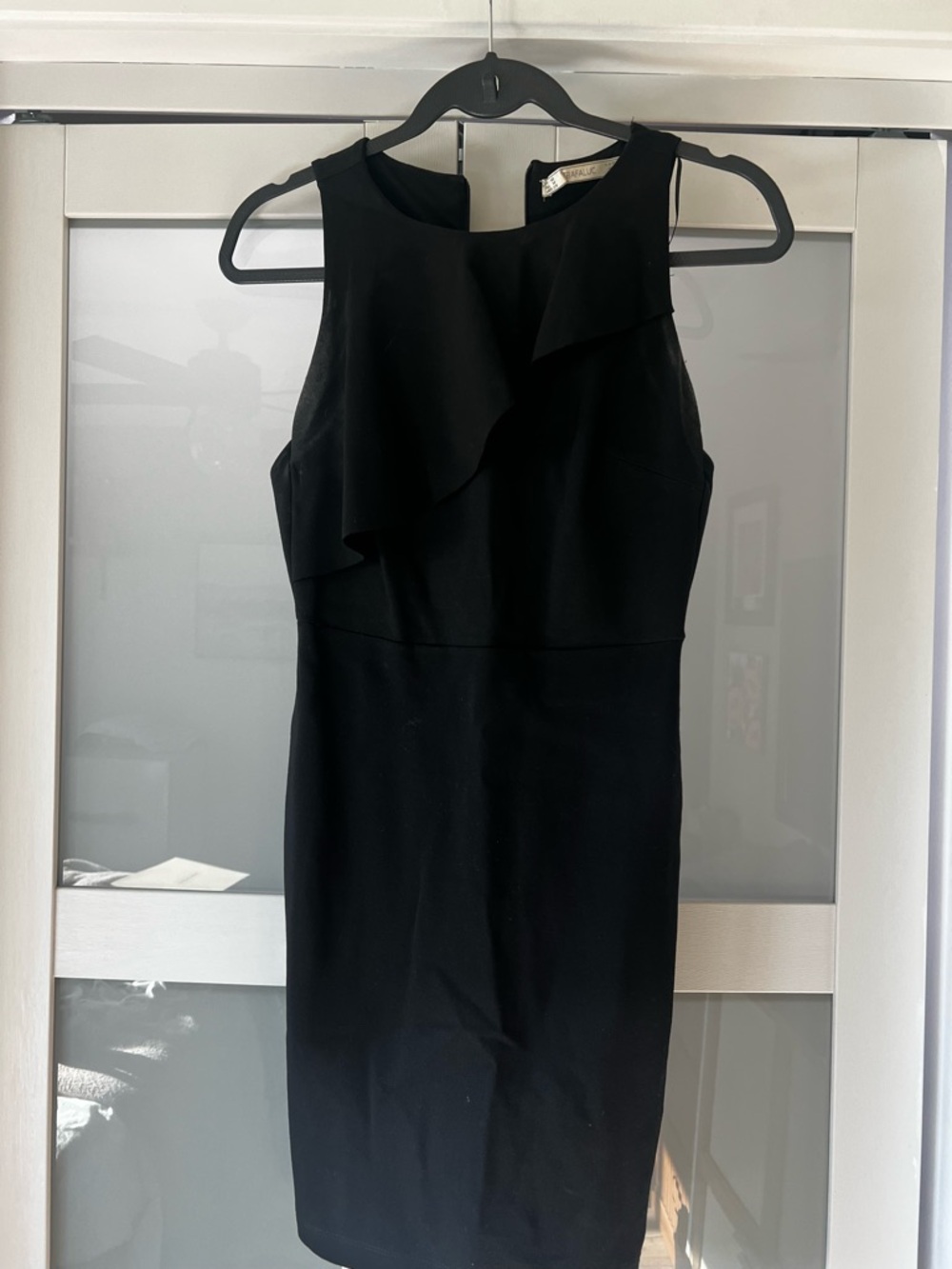Zara Black Midi Ruffle Sheath Dress